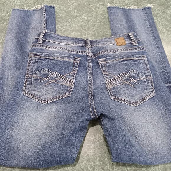 BKE Buckle Stella Jeans Womens 28 Distressed Denim Mid Rise Straight Frayed Leg - Picture 13 of 14